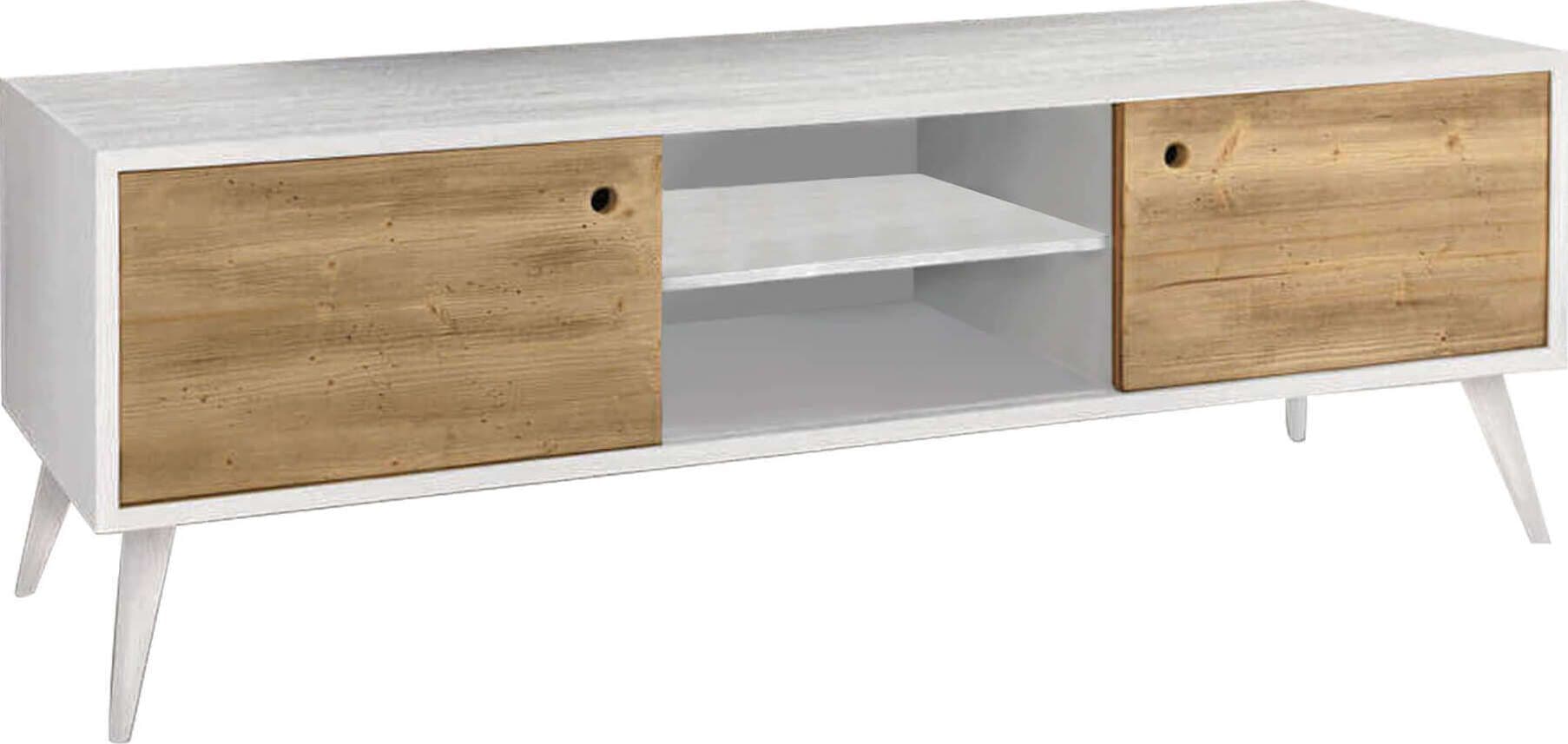 BRODY - mobile porta tv moderno in abete spazzolato naturale 160x45x55 Bianco Milani Home