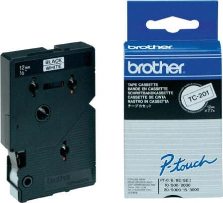 Brother - Nastro - Bianco-Nero - TC201 - 12mm x7 7mt Cancelleria e prodotti per ufficio/Elettronica per ufficio/Accessori/Accessori per etichettatrici Eurocartuccia - Pavullo, Commerciovirtuoso.it