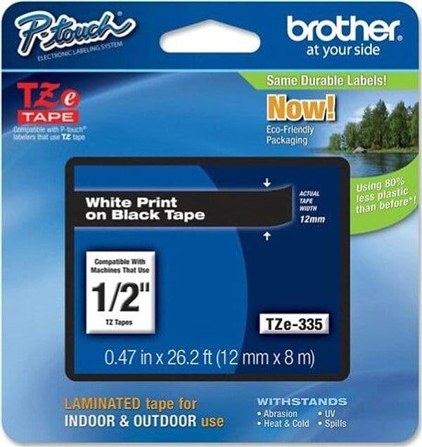 Brother - Nastro - Bianco-Nero - TZE335 - 12mm x 8mt Cancelleria e prodotti per ufficio/Elettronica per ufficio/Accessori/Accessori per etichettatrici Eurocartuccia - Pavullo, Commerciovirtuoso.it
