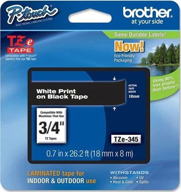 Brother - Nastro - Bianco-Nero - TZE345 - 18mm x 8mt Cancelleria e prodotti per ufficio/Elettronica per ufficio/Accessori/Accessori per etichettatrici Eurocartuccia - Pavullo, Commerciovirtuoso.it