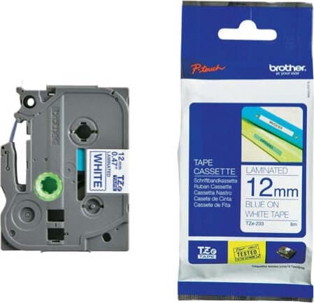Brother - Nastro - Blu-Bianco - TZE233 - 12mm x 8mt Cancelleria e prodotti per ufficio/Elettronica per ufficio/Accessori/Accessori per etichettatrici Eurocartuccia - Pavullo, Commerciovirtuoso.it
