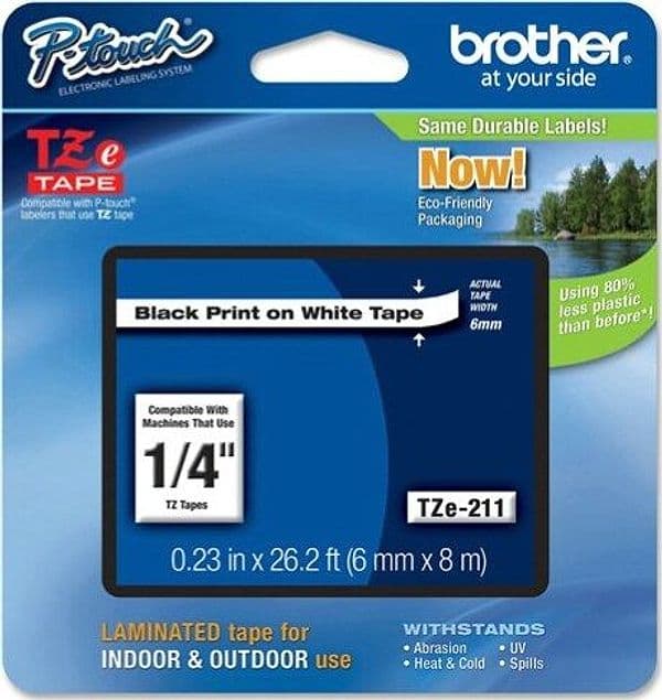 Brother - Nastro - Nero-Bianco - TZE211 - 6mm x 8mt Cancelleria e prodotti per ufficio/Elettronica per ufficio/Accessori/Accessori per etichettatrici Eurocartuccia - Pavullo, Commerciovirtuoso.it