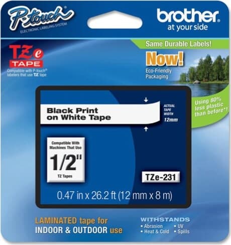 Brother - Nastro - Nero-Bianco - TZE231 - 12mm x 8mt Cancelleria e prodotti per ufficio/Elettronica per ufficio/Accessori/Accessori per etichettatrici Eurocartuccia - Pavullo, Commerciovirtuoso.it
