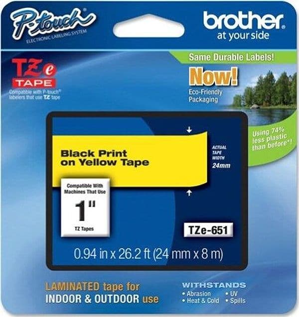 Brother - Nastro - Nero-Giallo - TZE651 - 24mm x 8mt Cancelleria e prodotti per ufficio/Elettronica per ufficio/Accessori/Accessori per etichettatrici Eurocartuccia - Pavullo, Commerciovirtuoso.it