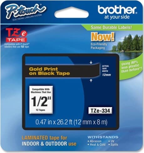 Brother - Nastro - Oro-Nero - TZE334 - 12mm x 8mt Cancelleria e prodotti per ufficio/Elettronica per ufficio/Accessori/Accessori per etichettatrici Eurocartuccia - Pavullo, Commerciovirtuoso.it