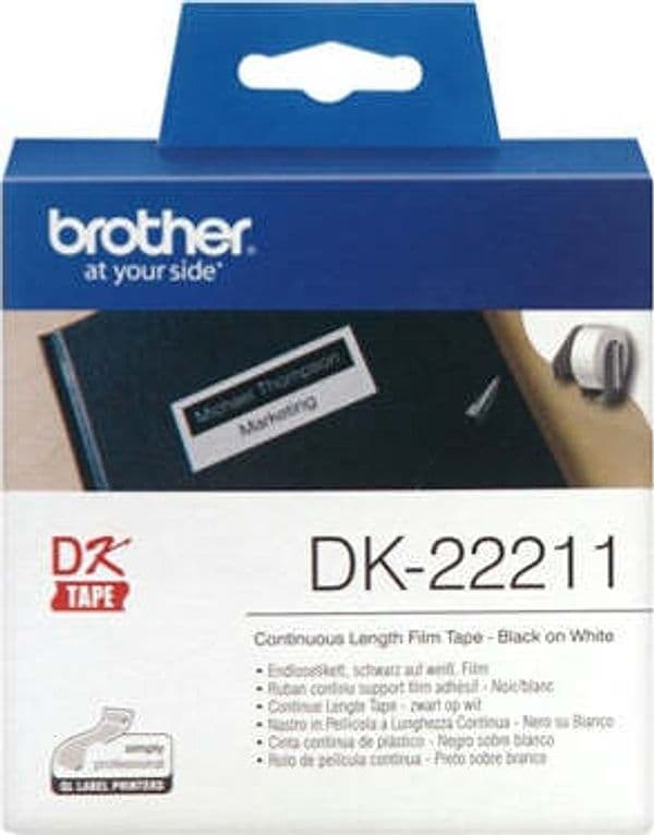 Brother - Nastro adesivo - in pellicola - Nero-Bianco - 29mm x 15 24mt - DK22211 Cancelleria e prodotti per ufficio/Elettronica per ufficio/Accessori/Accessori per etichettatrici Eurocartuccia - Pavullo, Commerciovirtuoso.it