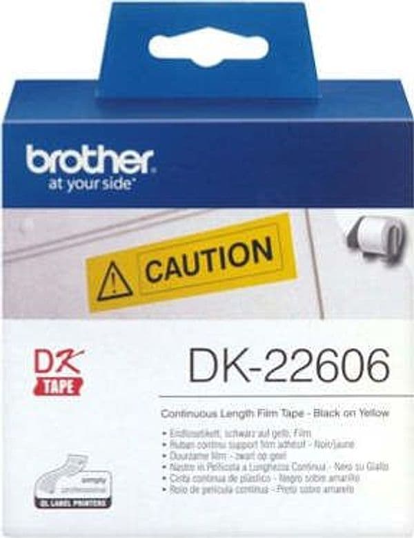 Brother - Nastro adesivo - Nero-Giallo - 62mm x 15 24mt - DK22606 Cancelleria e prodotti per ufficio/Elettronica per ufficio/Accessori/Accessori per etichettatrici Eurocartuccia - Pavullo, Commerciovirtuoso.it