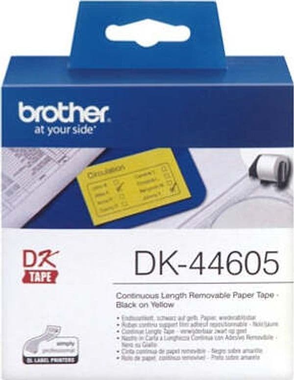 Brother - Nastro adesivo - rimovibile -Nero-Giallo - 62mm x 30 48mt - DK44605 Cancelleria e prodotti per ufficio/Elettronica per ufficio/Accessori/Accessori per etichettatrici Eurocartuccia - Pavullo, Commerciovirtuoso.it