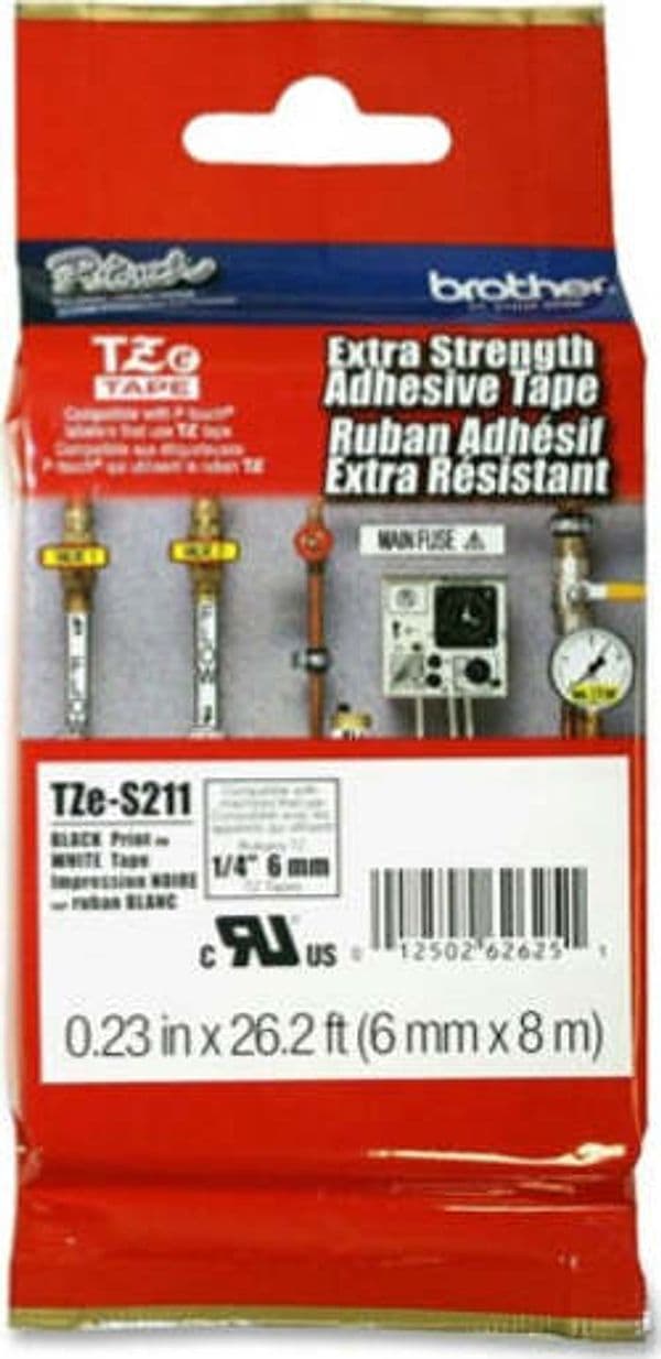 Brother - Nastro con adesivo resistente - Nero-Bianco - TZES211 - 6mm x 8mt Cancelleria e prodotti per ufficio/Elettronica per ufficio/Accessori/Accessori per etichettatrici Eurocartuccia - Pavullo, Commerciovirtuoso.it