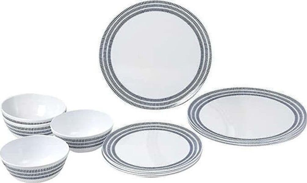 Brunner-Set-Piatti-Campeggio-MIDDAY-BLUEBAY-12-pz-Bianco-e-Blu
