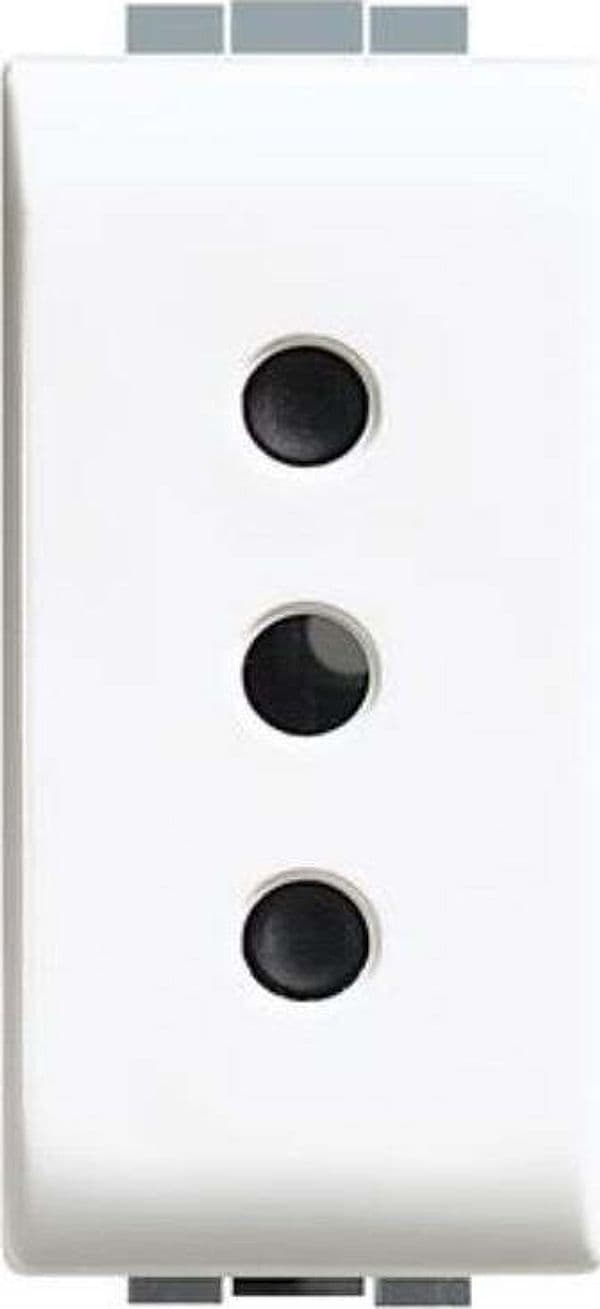 BTICINO---PRESA-2P+T-10A-250Va.c.---INTERASSE-19MM---ALVEOLI-SHCERMATI---COLORE-BIANCO