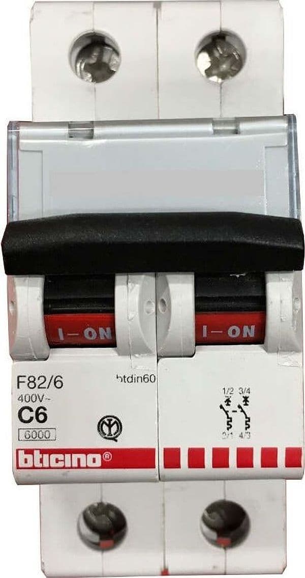 BTICINO-INTERUTTORE-AUTOMATICO-MAGNETOTERMICO-2P-6A-6KA-BTDIN-60-F82/6