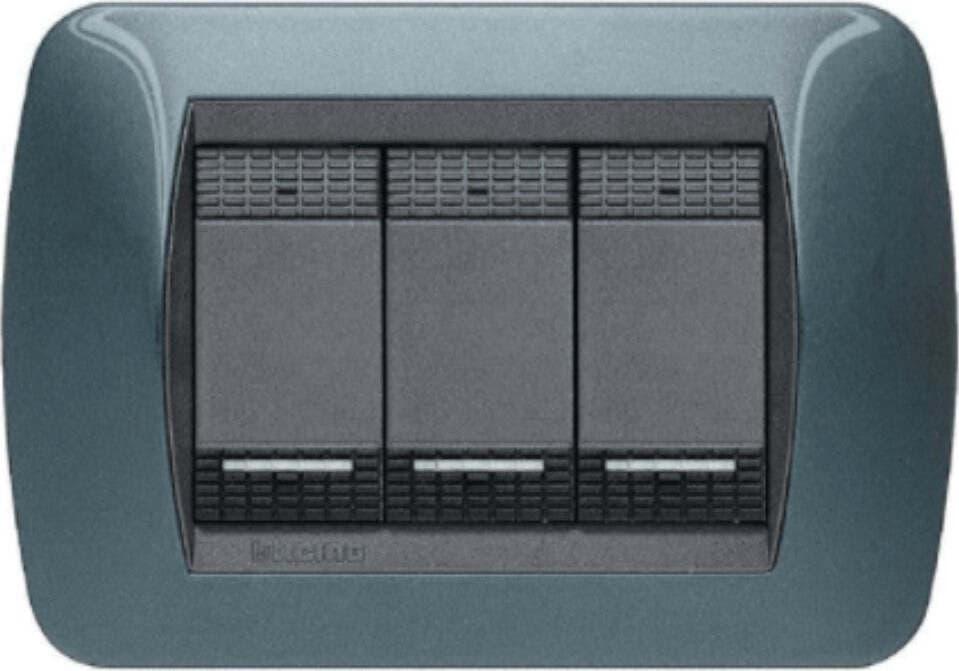 BTICINO-LIVING---PLACCA-3-MODULI---BLU-METALLIZZATO