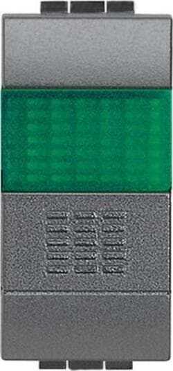 BTICINO-LIVINGLIGHT---PULSANTE-1P-NO-10A-250-Vac-CON-SPIA-VERDE-COLORE-ANTRACITE-ART.-L4038V