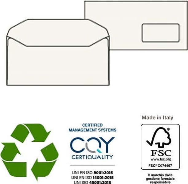 Busta KAMI GOMMATE - bianca - carta riciclata FSC - con finestra - 110 x 230 mm - 100 gr - Pigna - conf. 500 pezzi Commercio Industria e Scienza/Forniture per imballaggio e spedizione/Scatole buste e tubi per spedizione/Buste per spedizione/Buste commerciali Eurocartuccia - Pavullo, Commerciovirtuoso.it