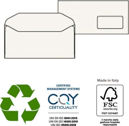 Busta KAMI GOMMATE - bianca - carta riciclata FSC - con finestra - 110 x 230 mm - 100 gr - Pigna - conf. 500 pezzi Commercio Industria e Scienza/Forniture per imballaggio e spedizione/Scatole buste e tubi per spedizione/Buste per spedizione/Buste commerciali Eurocartuccia - Pavullo, Commerciovirtuoso.it