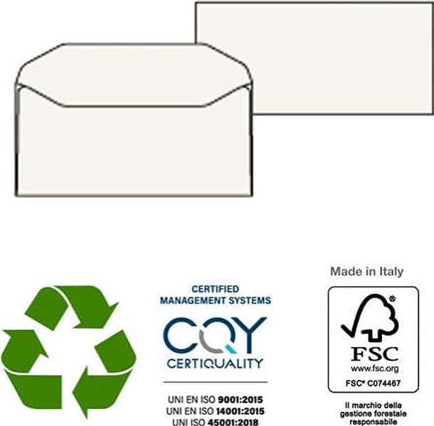 Busta KAMI GOMMATE - bianca - carta riciclata FSC - senza finestra - 110 x 230 mm - 100 gr - Pigna - conf. 500 pezzi Commercio Industria e Scienza/Forniture per imballaggio e spedizione/Scatole buste e tubi per spedizione/Buste per spedizione/Buste commerciali Eurocartuccia - Pavullo, Commerciovirtuoso.it