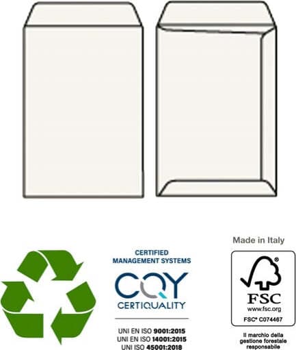 Busta sacco KAMI STRIP - bianca - carta riciclata FSC - 229 x 324 mm - 100 gr - Pigna - conf. 500 pezzi Commercio Industria e Scienza/Forniture per imballaggio e spedizione/Scatole buste e tubi per spedizione/Buste per spedizione/Buste commerciali Eurocartuccia - Pavullo, Commerciovirtuoso.it