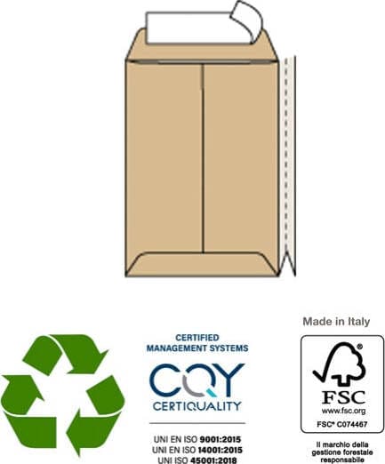 Busta sacco MULTI STRIP LARGE - avana - carta riciclata FSC - soffietti laterali - strip adesivo - 300 x 400 x 40 mm - 120 gr - Pigna - conf. 250 pezzi Commercio Industria e Scienza/Forniture per imballaggio e spedizione/Scatole buste e tubi per spedizione/Buste per spedizione/Buste imbottite Eurocartuccia - Pavullo, Commerciovirtuoso.it