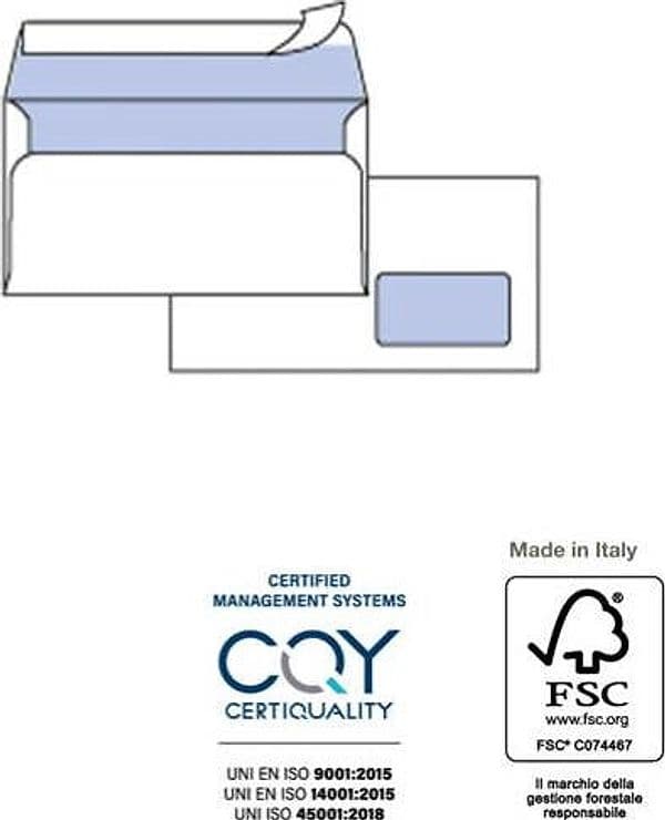 Busta SILVER90 STRIP FSC - bianca - internografata - con finestra - 110 x 230 mm - 90 gr - Pigna - conf. 25 pezzi Commercio Industria e Scienza/Forniture per imballaggio e spedizione/Scatole buste e tubi per spedizione/Buste per spedizione/Buste commerciali Eurocartuccia - Pavullo, Commerciovirtuoso.it