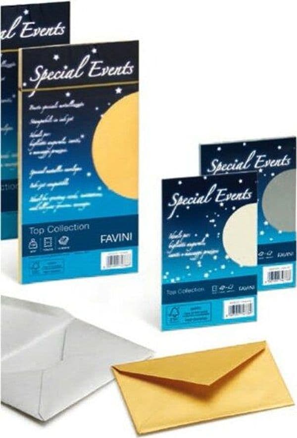Busta Special Events metal - sabbia - 110 x 220mm - 120gr - Favini - conf. 10 buste Cancelleria e prodotti per ufficio/Carta blocchi e quaderni/Carta/Carta da lettere Eurocartuccia - Pavullo, Commerciovirtuoso.it