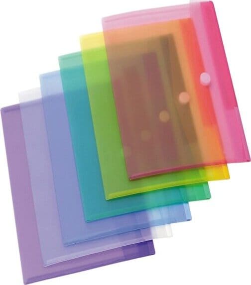 Buste con bottone in velcro - PP - A4 - colori assortiti - Tarifold - set 12 pezzi Commercio Industria e Scienza/Forniture per imballaggio e spedizione/Scatole buste e tubi per spedizione/Buste per spedizione/Buste trasparenti Eurocartuccia - Pavullo, Commerciovirtuoso.it