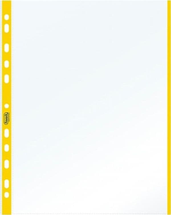 Buste forate con banda colorata - Linear - buccia - 21 x 29 7 cm - giallo - Favorit - conf. 10 pezzi Cancelleria e prodotti per ufficio/Archivio ufficio e accessori per scrivania/Raccoglitori e accessori per raccoglitori/Buste a perforazione universale Eurocartuccia - Pavullo, Commerciovirtuoso.it