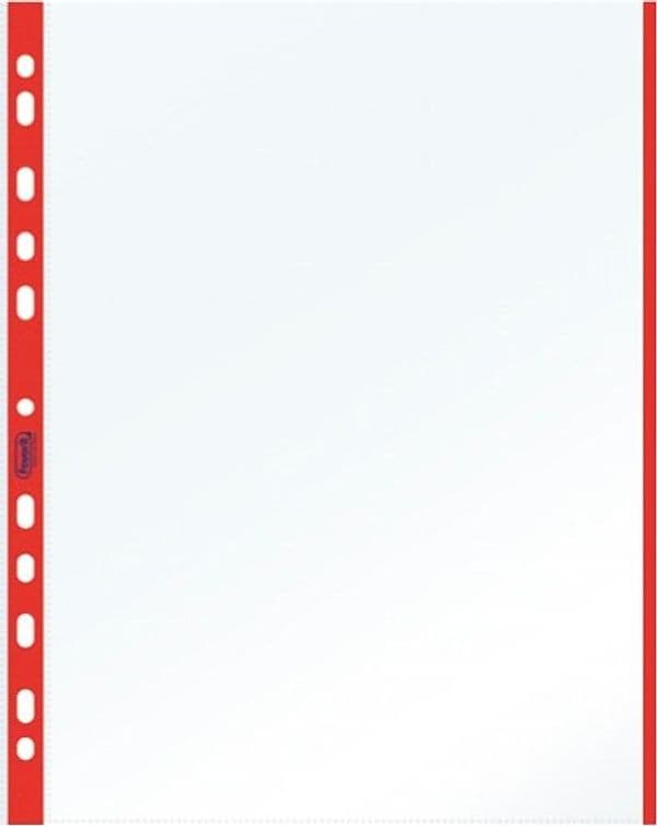 Buste forate con banda colorata - Linear - buccia - 21 x 29 7 cm - rosso - Favorit - conf. 10 pezzi Cancelleria e prodotti per ufficio/Archivio ufficio e accessori per scrivania/Raccoglitori e accessori per raccoglitori/Buste a perforazione universale Eurocartuccia - Pavullo, Commerciovirtuoso.it
