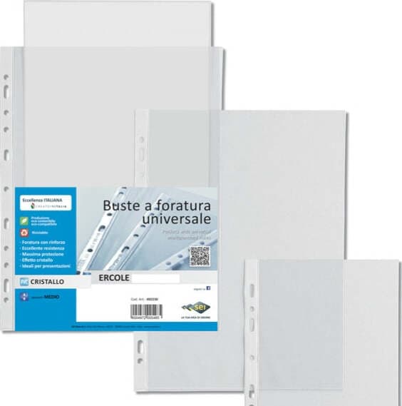 Buste forate Ercole - PVC liscio - 35 x 50 cm (libro) - trasparente - Sei Rota - conf. 10 pezzi Cancelleria e prodotti per ufficio/Archivio ufficio e accessori per scrivania/Raccoglitori e accessori per raccoglitori/Buste a perforazione universale Eurocartuccia - Pavullo, Commerciovirtuoso.it
