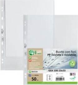Buste forate Gea 100 - PP riciclato - buccia medium - 23 x 33 cm - Sei rota - conf. 50 pezzi Cancelleria e prodotti per ufficio/Archivio ufficio e accessori per scrivania/Raccoglitori e accessori per raccoglitori/Buste a perforazione universale Eurocartuccia - Pavullo, Commerciovirtuoso.it