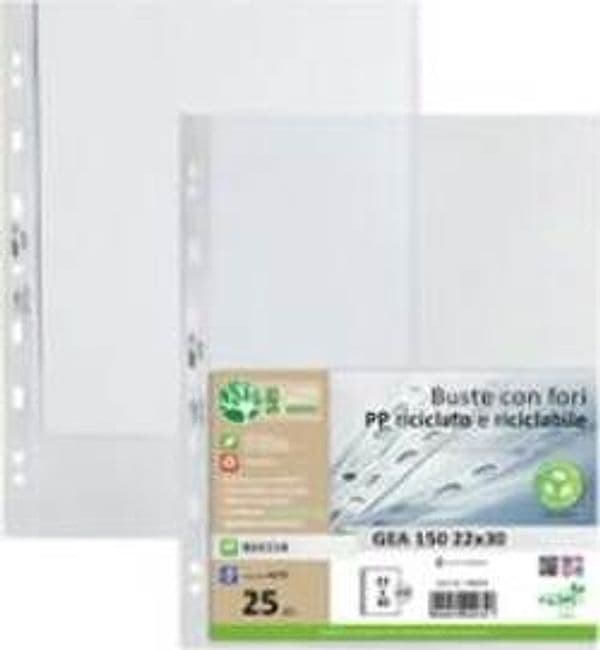 Buste forate Gea 150 - PP riciclato - buccia pesante - 22 x 30 cm - Sei rota - conf. 25 pezzi Cancelleria e prodotti per ufficio/Archivio ufficio e accessori per scrivania/Raccoglitori e accessori per raccoglitori/Buste a perforazione universale Eurocartuccia - Pavullo, Commerciovirtuoso.it