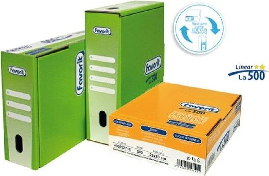 Buste forate La 500 - Linear - liscio - 22x30 cm - trasparente - Favorit - conf. 500 pezzi Cancelleria e prodotti per ufficio/Archivio ufficio e accessori per scrivania/Raccoglitori e accessori per raccoglitori/Buste a perforazione universale Eurocartuccia - Pavullo, Commerciovirtuoso.it