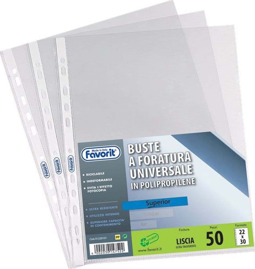 Buste Forate linear 22x30cm cf.50 Pezzi Favorit