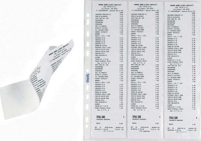 Buste forate per scontrini fiscali - 6 Spazi - 25 2x30 7 cm - trasparente - Favorit - conf. 10 pezzi Commercio Industria e Scienza/Forniture per imballaggio e spedizione/Scatole buste e tubi per spedizione/Buste per spedizione/Buste trasparenti Eurocartuccia - Pavullo, Commerciovirtuoso.it
