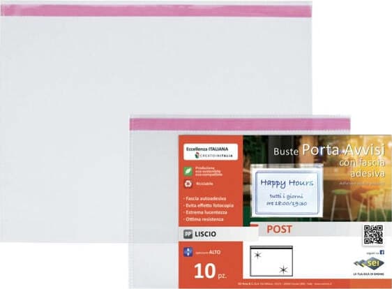 Buste porta avvisi orizzontali - A4 - 30 x 22 cm - trasparente - Sei Rota - conf. 10 pezzi Commercio Industria e Scienza/Forniture per imballaggio e spedizione/Scatole buste e tubi per spedizione/Buste per spedizione/Buste trasparenti Eurocartuccia - Pavullo, Commerciovirtuoso.it