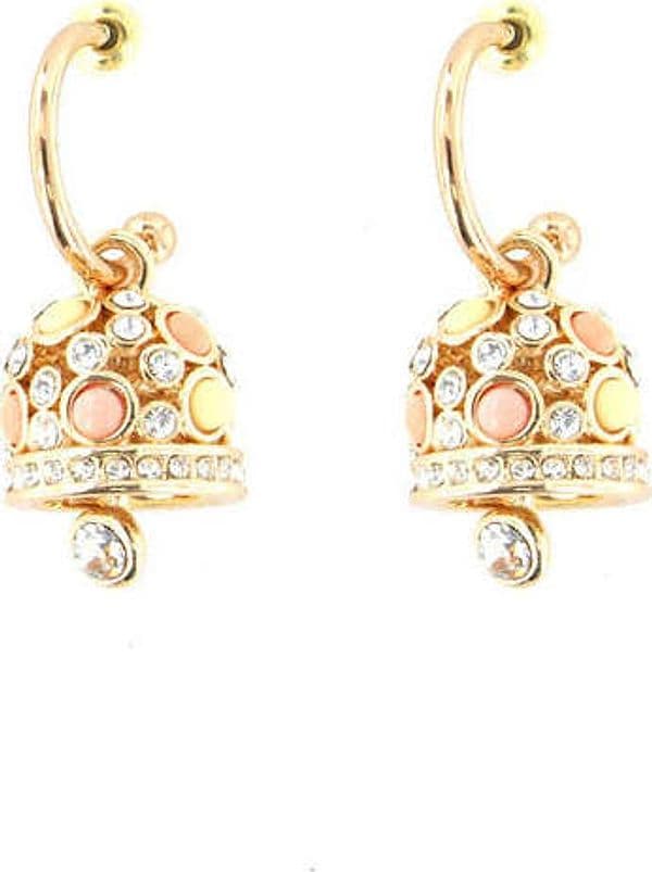BY-SIMON---Orecchini-in-Metallo-a-cerchietto-con-campane-pendenti-cristalli-bianchi-e-rosa