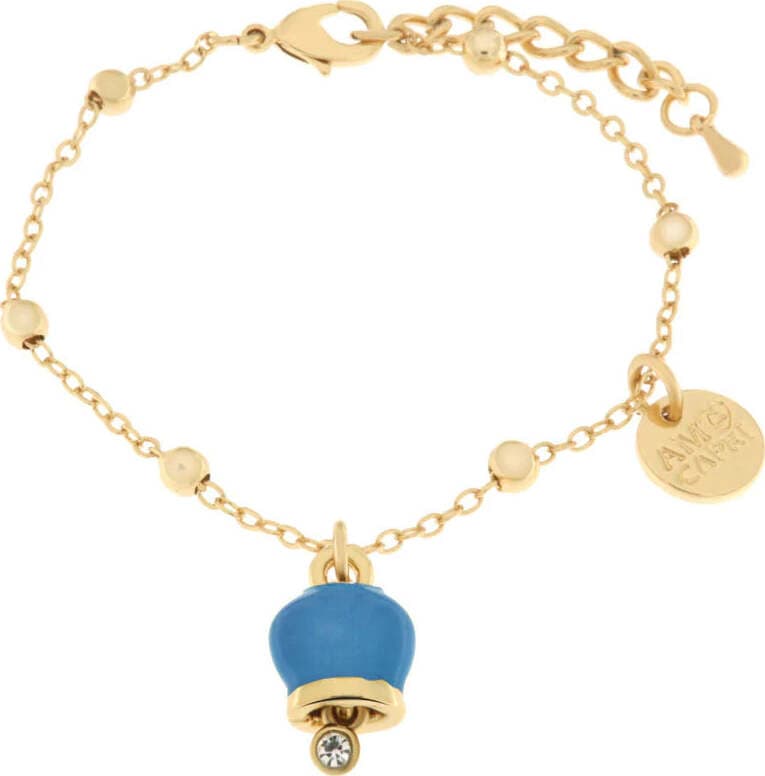 BySimon-----Bracciale-in-Metallo-con-campanella-portafortuna-pendente,-impreziosita-da-smalto-e-punto-luce