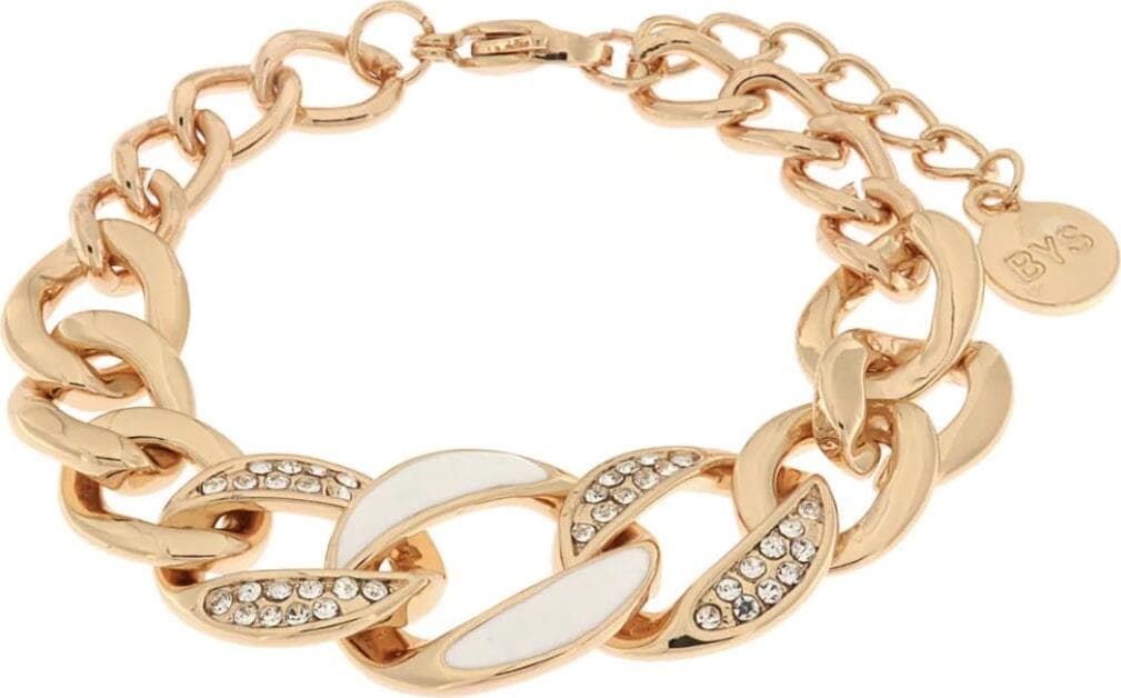 BYSIMON---Bracciale-in-Metallo-a-groumette-con-cristalli-bianchi-e-smalto-colorato