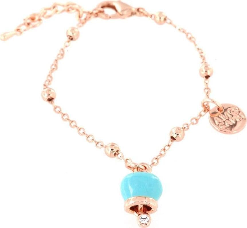 BYSIMON----Bracciale-in-Metallo-con-campanella-portafortuna-pendente,-impreziosita-da-smalto-turchese-e-punto-luce