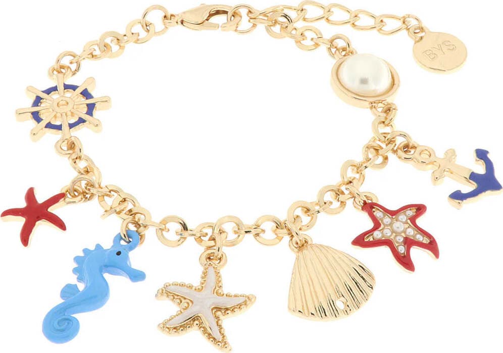 BYSIMON---Bracciale-in-Metallo-con-stelle-marine,-conchiglie,-ancora-e-timone