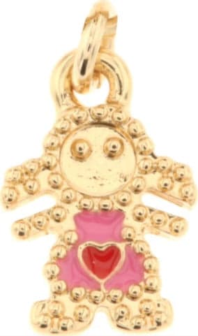BYSIMON - Ciondolo in Metallo bimba con cuore impreziosito da smalti colorati