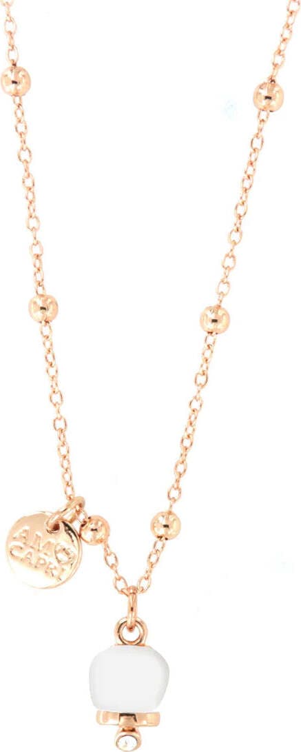 BYSIMON---Collana-in-Metallo-con-campanella-portafortuna-pendente,-impreziosita-da-smalto-bianco-e-cristalli