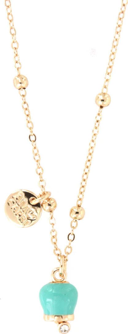 BYSIMON----Collana-in-Metallo-con-campanella-portafortuna-smalto-verde-e-cristalli