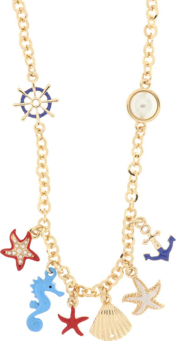 BYSIMON----Collana-in-Metallo-con-stelle-marine,-conchiglie,-ancora-e-timone