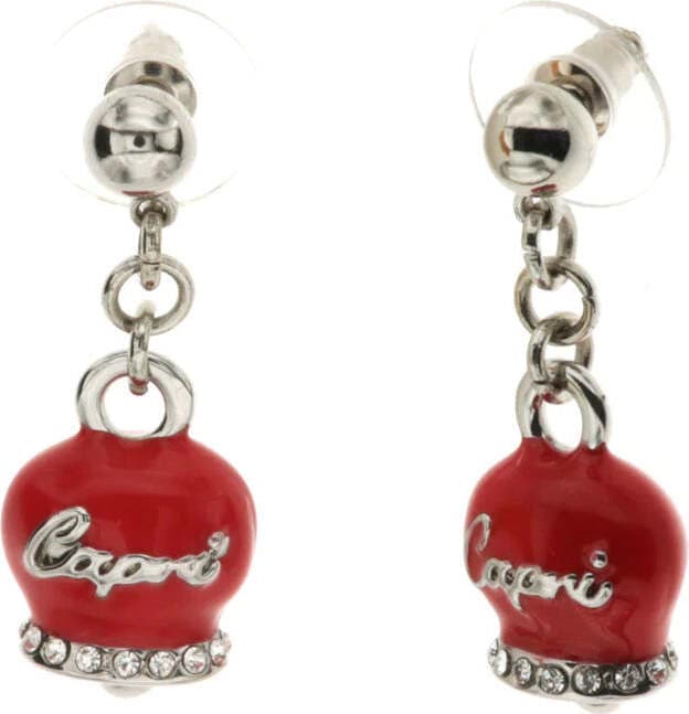 BYSIMON---Orecchini-in-Metallo-con-campanella-capri-pendente-in-smalto-rosso,-impreziosita-da-cristalli