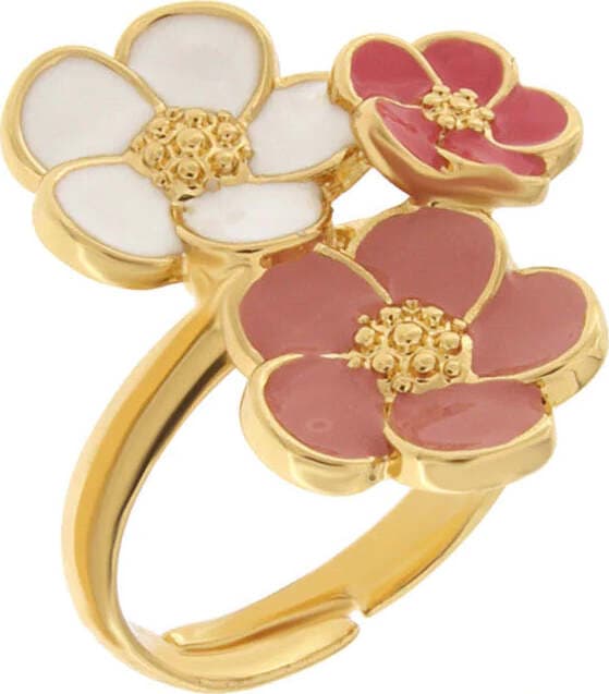 BYSIMON-Anello-Donna-in-Metallo-con-tre-fiori-di-cololre-rosa-antico,-bianco-e-rosso
