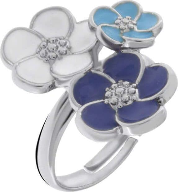 BYSIMON-Anello-Donna-in-Metallo-con-tre-fiori-di-colore-blu,-bianco-e-celeste