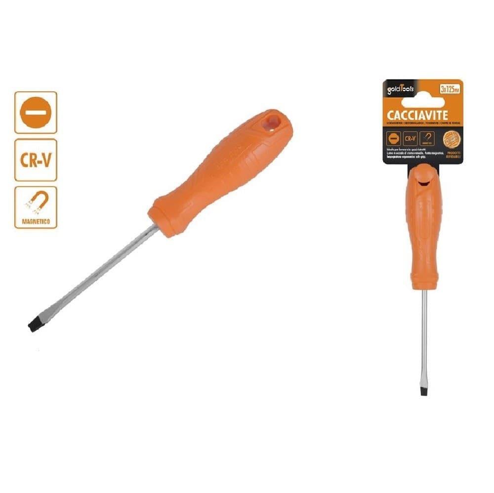Cacciavite Giravite 3x125 Mm Con Punta Magnetica A Taglio In Acciaio Cr-v 97485 Fai da te/Utensili elettrici e a mano/Utensili a mano/Cacciaviti/Cacciaviti a stella Trade Shop italia - Napoli, Commerciovirtuoso.it