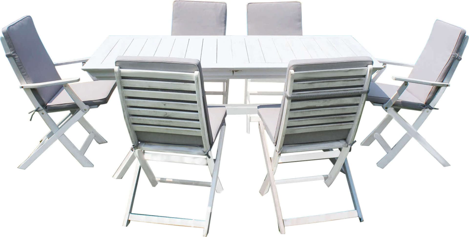 CAESAR---set-tavolo-da-giardino-allungabile-150/200x90-compreso-di-4-sedie-e-2-poltrone-in-legno-massiccio-di-acacia-Bianco-Milani-Home