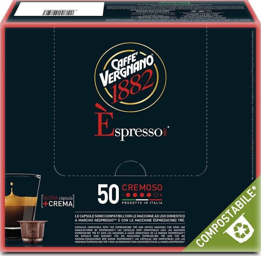 Caffè Vergano 50 Pezzi Caffè in Capsule Miscela Cremosa Capsule Compatibili Nespresso Compostabili Confezione Da 50 Pz Alimentari e cura della casa/Caffè tè e bevande/Caffè/Cialde e capsule di caffè Franco Pausa Caffè - Albano Laziale, Commerciovirtuoso.it